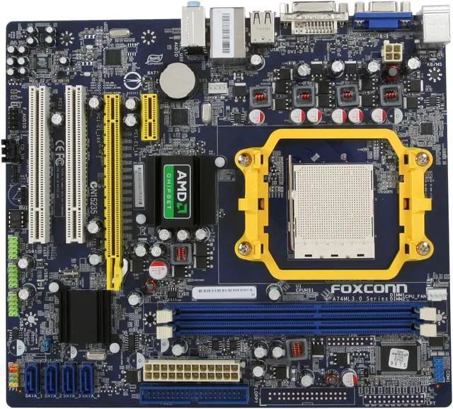 Alt view image 3 of 5 - Foxconn A74ML-K 3.0 AM3 AMD 740G Micro ATX AMD Motherboard