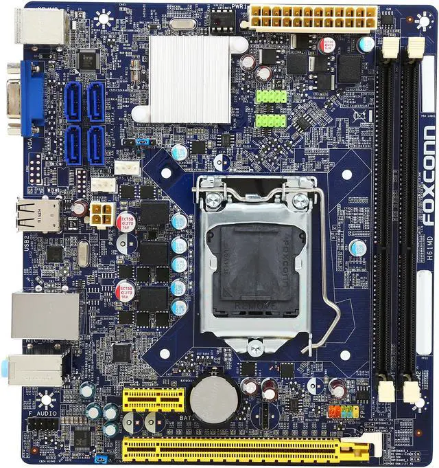 Alt view image 3 of 5 - Foxconn H61MD LGA 1155 Intel H61 Micro ATX Intel Motherboard