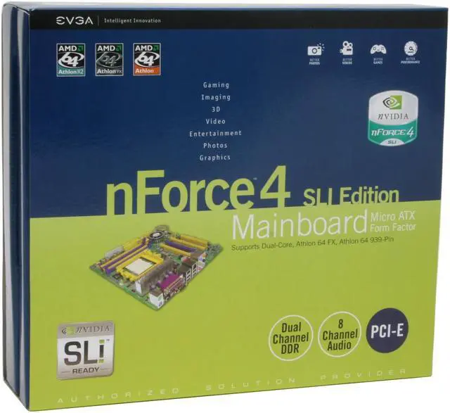 Alt view image 5 of 5 - EVGA 131-K8-NF44-AX 939 NVIDIA nForce4 SLI Micro ATX AMD Motherboard