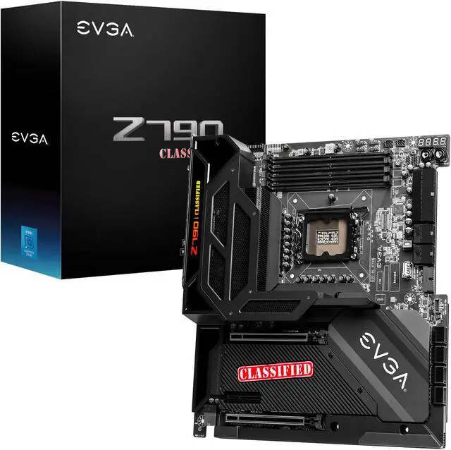 Main image of EVGA Z790 CLASSIFIED, 121-RL-E798-KR, LGA 1700, Intel Z790, PCIe Gen5, SATA 6Gb/s, 10Gb/s LAN, WiFi6E/BT5.2, USB4, M.2, EATX, Intel Motherboard