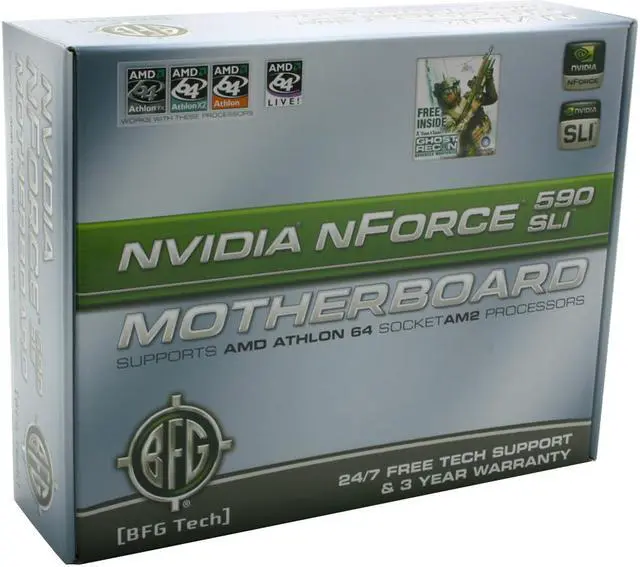 Alt view image 9 of 9 - BFG Tech BFGRANF590S AM2 NVIDIA nForce 590 SLI MCP ATX AMD Motherboard