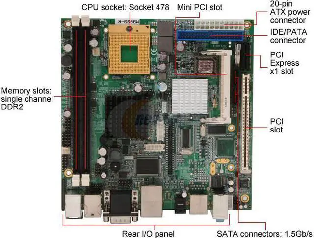 Alt view image 3 of 7 - iGoLogic Inc MBI3899 Socket 478 Intel 945GM Mini ITX Intel Motherboard