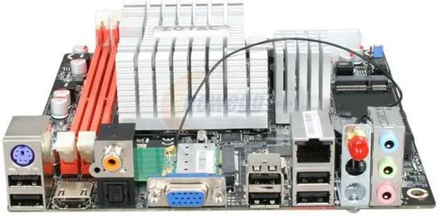 Alt view image 2 of 7 - ZOTAC NM10-A-E-ION Intel Atom D510 (1.66GHz, dual-core) BGA559 Intel NM10 Mini ITX Motherboard / CPU / VGA Combo