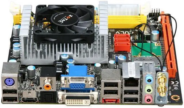 Alt view image 2 of 5 - ZOTAC IONITX-P-E Intel Celeron SU2300 (1.2 GHz dual-core) NVIDIA ION Mini ITX Motherboard / CPU Combo