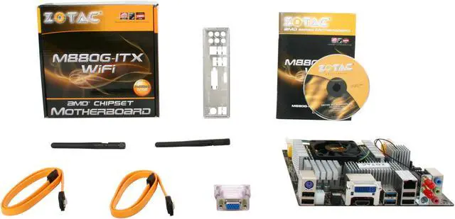 Alt view image 5 of 5 - ZOTAC M880GITX-A-E AMD Turion II Neo K625 (1.5GHz, Dual-Core) AMD M880G Mini ITX Motherboard / CPU Combo