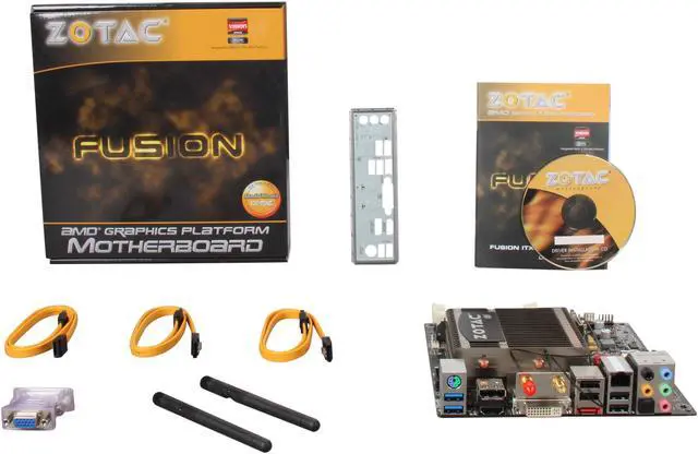 Alt view image 5 of 5 - ZOTAC FUSION350-A-E AMD E-350 APU (1.6GHz, Dual-Core) AMD Hudson M1 Mini ITX Motherboard / CPU Combo