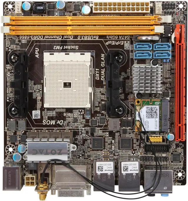 Alt view image 3 of 5 - ZOTAC A75ITX-B-E FM2 AMD A75 (Hudson D3) USB 3.0 HDMI Mini ITX AMD Motherboard