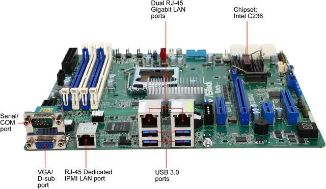 Alt view image 4 of 9 - ASRock Rack E3C236D4U Micro ATX Server Motherboard LGA1151 Intel C236