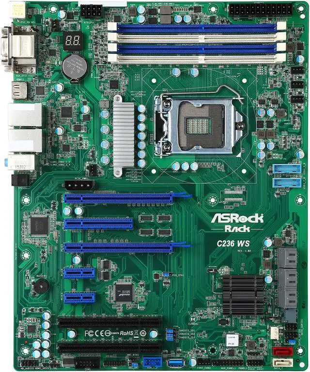 Alt view image 4 of 8 - ASRock Rack C236 WS ATX Server Motherboard LGA 1151 Intel C236