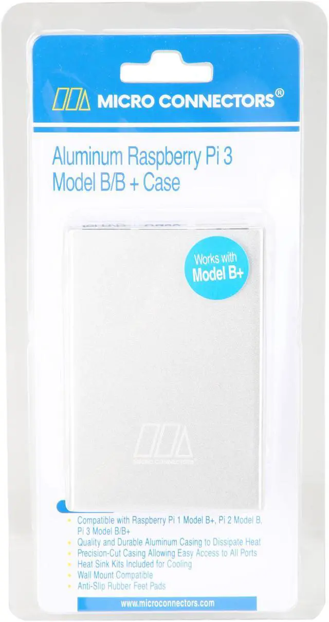 Alt view image 8 of 8 - Micro Connectors RAS-PCS03-SL Aluminum Raspberry Pi 3 Model B/B+ Case (Silver)