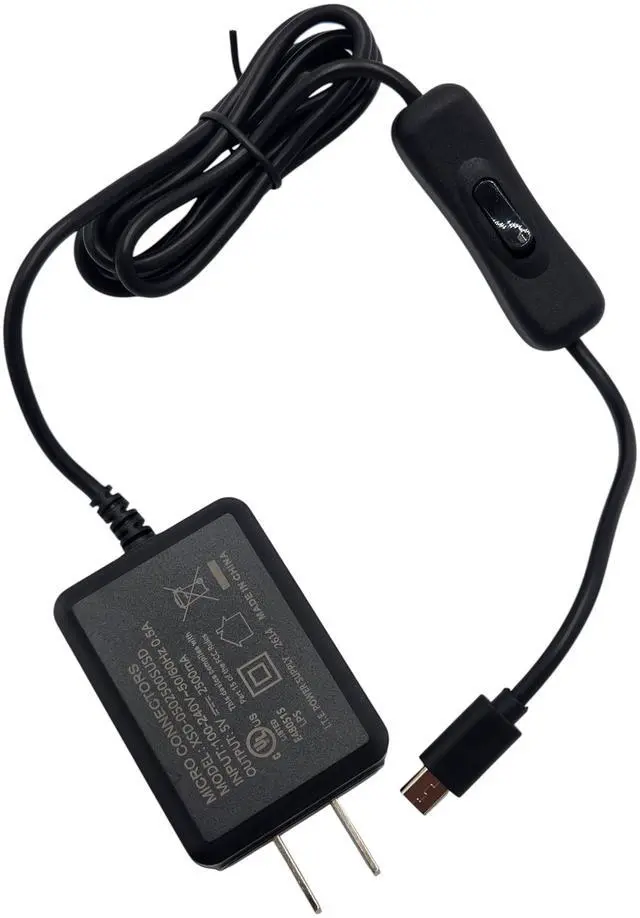 Main image of Micro Connectors Micro USB 5V/2.5A Power Adapter with On/Off Switch for Raspberry Pi