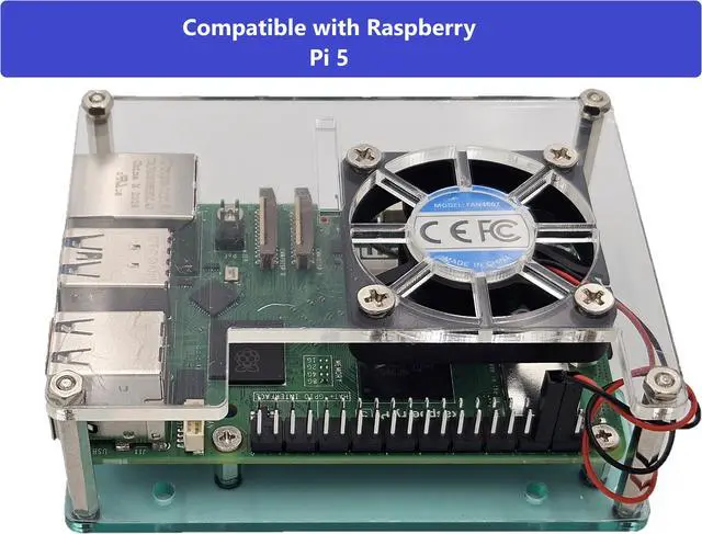 Alt view image 2 of 7 - Micro Connectors Acrylic Stackable Raspberry Pi 5, Pi 4 & Pi 3 Case with Fan (RAS-PCS06)
