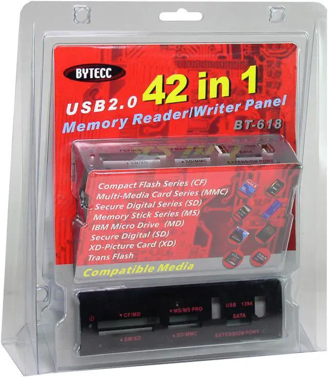 Alt view image 6 of 6 - BYTECC BT-618 (42-In-1) 42-in-1 USB 2.0 Internal Card Reader/Writer with USB/FIREWIRE/SATA Ports