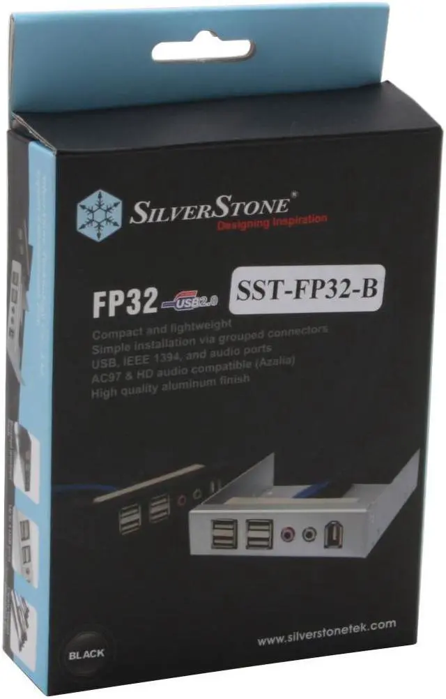 Alt view image 3 of 3 - Aluminum USB/1394/Audio Panel ( Black )