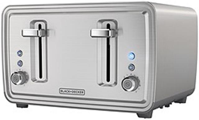 BLACK+DECKER 4-Slice Toaster with Extra-Wide Slots, Black/Silver