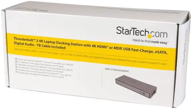 Alt view image 12 of 12 - StarTech.com TB2DOCK4KDHC Thunderbolt 2 Dock - 4K - Laptop Docking Station - Thunderbolt to HDMI / USB 3.0 / Gigabit Ethernet / eSATA