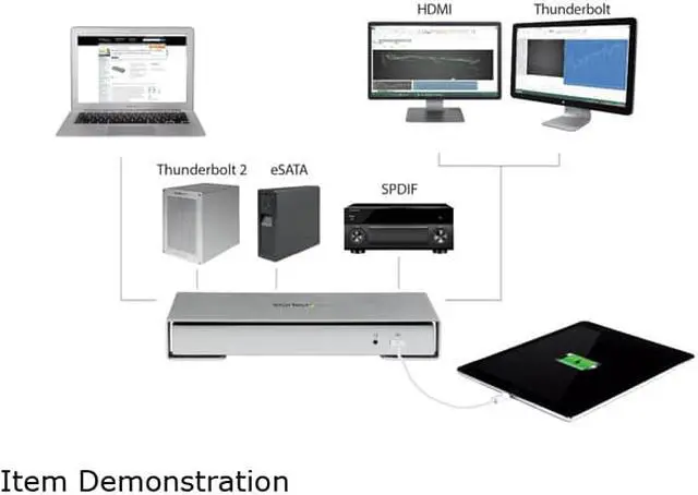 Alt view image 10 of 12 - StarTech.com TB2DOCK4KDHC Thunderbolt 2 Dock - 4K - Laptop Docking Station - Thunderbolt to HDMI / USB 3.0 / Gigabit Ethernet / eSATA