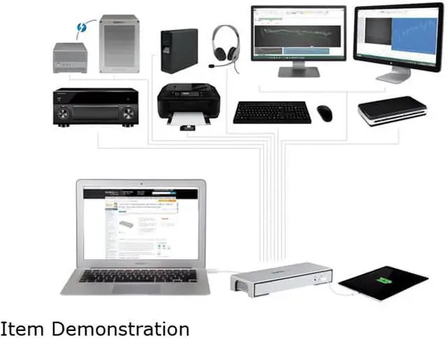 Alt view image 11 of 12 - StarTech.com TB2DOCK4KDHC Thunderbolt 2 Dock - 4K - Laptop Docking Station - Thunderbolt to HDMI / USB 3.0 / Gigabit Ethernet / eSATA