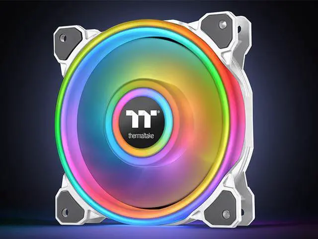 Alt view image 8 of 9 - Thermaltake Riing Quad 120mm 16.8 Million RGB Color (Alexa, Razer Chroma) Software Enabled 4 Light Rings 54 Addressable LED 9 Blades Hydraulic Bearing White Case/Radiator Fan, 3 Pack, CL-F100-PL12SW-B