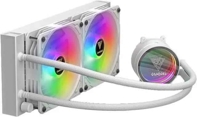 Alt view image 2 of 5 - Gamdias CHIONE M3-240W 240mm AIO CPU Liquid Cooler ARGB 5v 4-pin PWM 120mm Fans AMD Intel, (WHITE)
