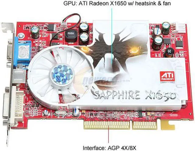 Alt view image 2 of 6 - SAPPHIRE Radeon X1650 256MB GDDR2 AGP 4X/8X Graphics Card 100197L