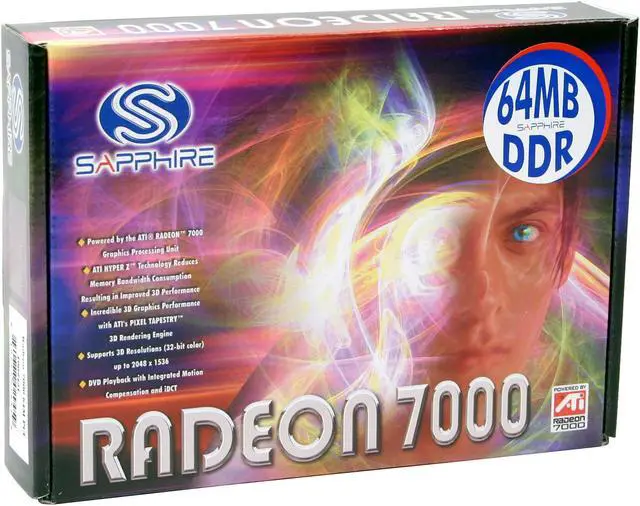 Alt view image 5 of 10 - SAPPHIRE Radeon 7000 64MB DDR PCI Graphics Card 100945L-BK