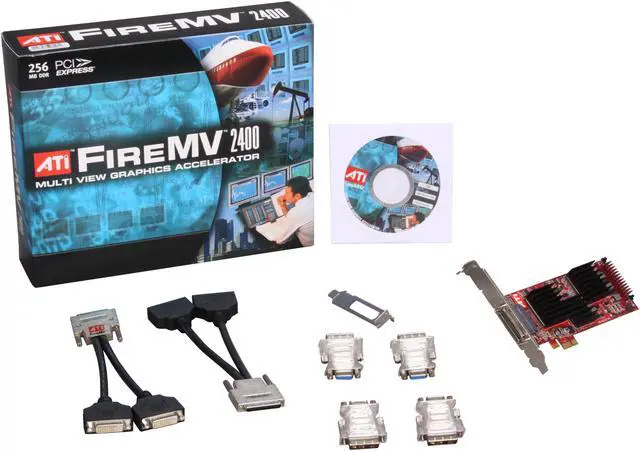 Alt view image 5 of 5 - AMD FireMV 2400 100-505115 256MB DDR PCI Express x1 Low Profile Graphics Card