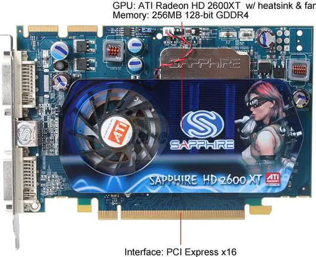 Alt view image 3 of 7 - SAPPHIRE Radeon HD 2600XT 256MB GDDR4 PCI Express x16 CrossFireX Support Graphics Card 100220L