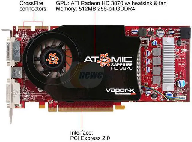 Alt view image 3 of 3 - SAPPHIRE Radeon HD 3870 512MB GDDR4 PCI Express 2.0 x16 CrossFireX Support Graphics Card 100215ATSR