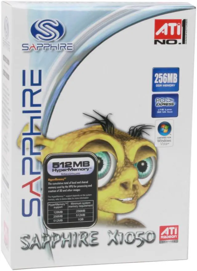 Alt view image 6 of 6 - SAPPHIRE Radeon X1050 512MB (256MB onboard) DDR PCI Express x16 Graphics Card 100224L