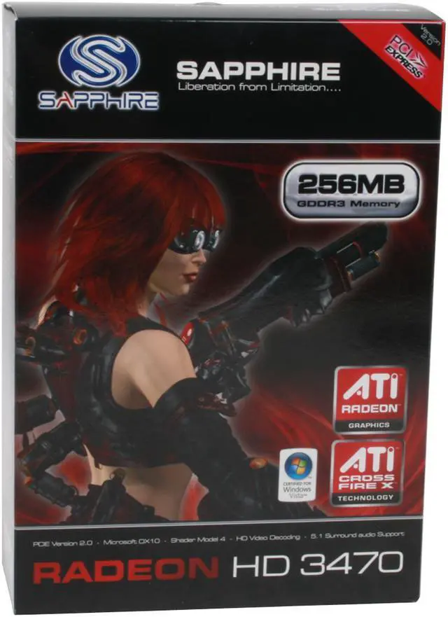 Alt view image 7 of 7 - SAPPHIRE Radeon HD 3470 256MB GDDR3 PCI Express 2.0 x16 CrossFireX Support Graphics Card 100235L