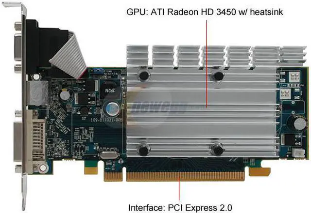 Alt view image 3 of 7 - SAPPHIRE Radeon HD 3450 1GB (256MB on Board) GDDR2 PCI Express 2.0 x16 CrossFireX Support Graphics Card 100230L