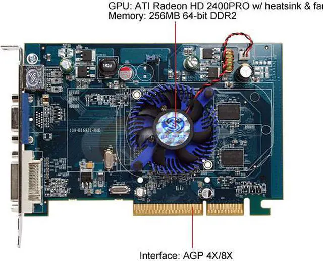 Alt view image 3 of 7 - SAPPHIRE Radeon HD 2400PRO 256MB GDDR2 AGP 4X/8X Graphics Card 100232L