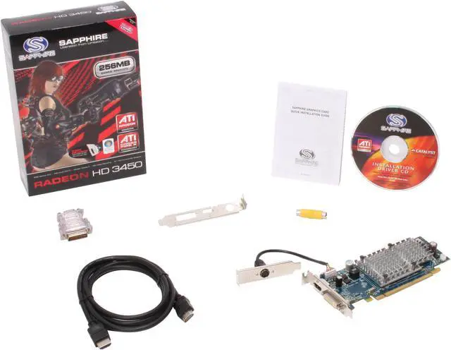 Alt view image 5 of 5 - SAPPHIRE Radeon HD 3450 256MB GDDR2 PCI Express 2.0 x16 CrossFireX Support Low Profile Graphics Card 100233HDMI