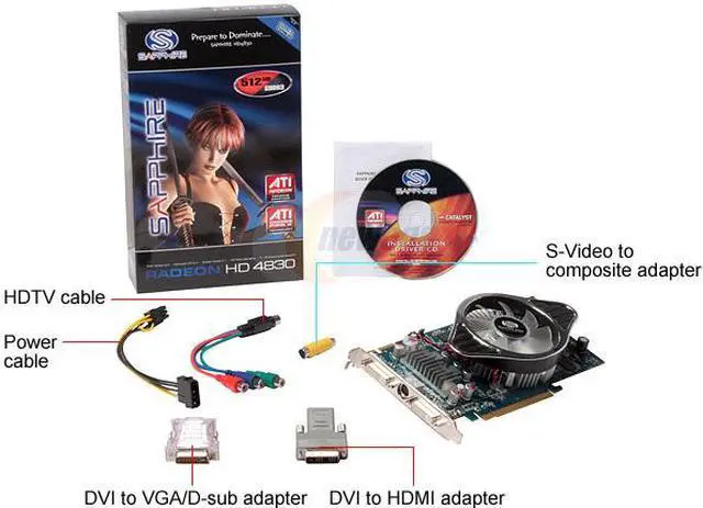 Alt view image 6 of 6 - SAPPHIRE Radeon HD 4830 512MB GDDR3 PCI Express 2.0 x16 CrossFireX Support Graphics Card 100265L