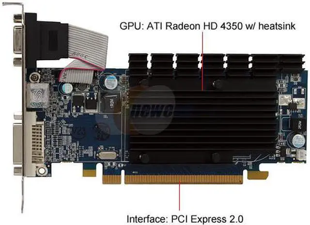 Alt view image 3 of 5 - SAPPHIRE Radeon HD 4350 512MB GDDR2 PCI Express 2.0 x16 Low Profile Graphics Card 100264L