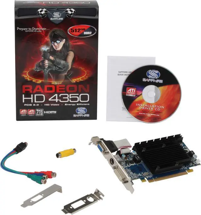 Alt view image 5 of 5 - SAPPHIRE Radeon HD 4350 512MB GDDR2 PCI Express 2.0 x16 Low Profile Graphics Card 100264L