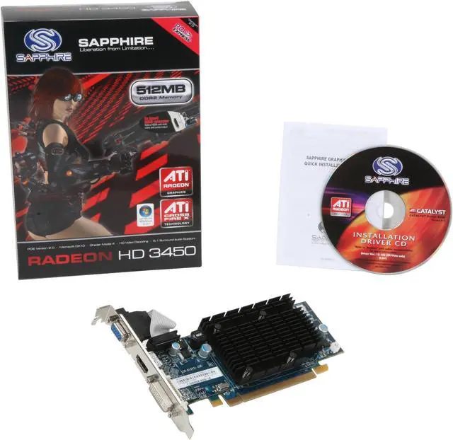 Alt view image 5 of 5 - SAPPHIRE Radeon HD 3450 512MB GDDR2 PCI Express 2.0 x16 CrossFireX Support Graphics Card 100234HDMI