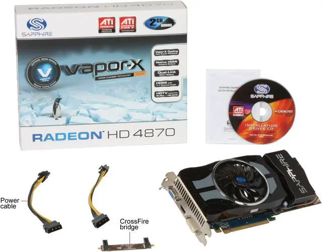 Alt view image 5 of 5 - SAPPHIRE Radeon HD 4870 2GB GDDR5 PCI Express 2.0 x16 CrossFireX Support Graphics Card Vapor-X