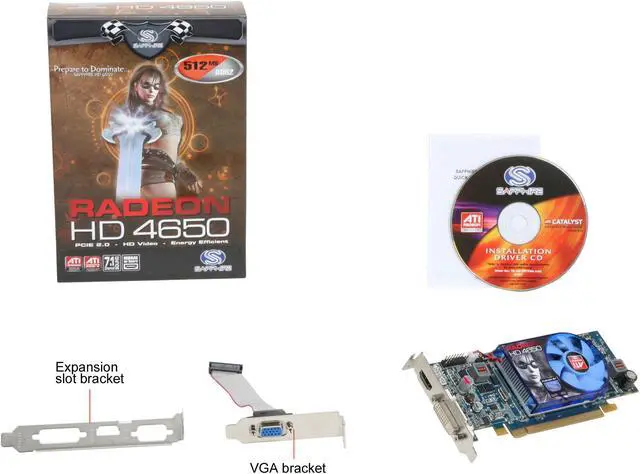 Alt view image 5 of 5 - SAPPHIRE Radeon HD 4650 512MB GDDR2 PCI Express 2.0 x16 Low Profile Ready Graphics Card 100253HDMI