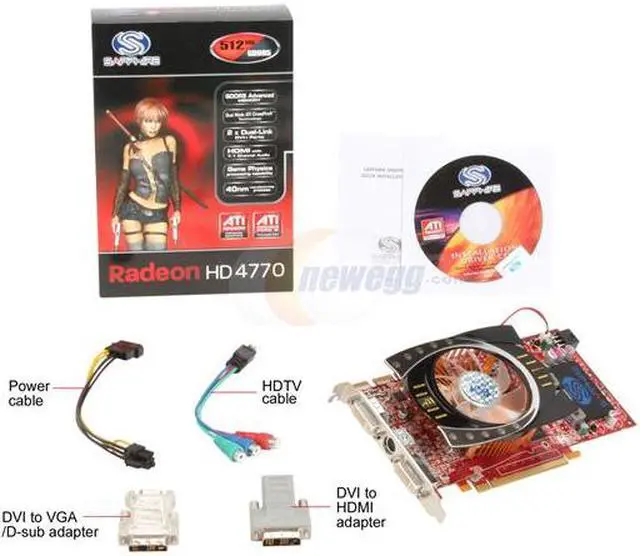 Alt view image 5 of 5 - SAPPHIRE Radeon HD 4770 512MB GDDR5 PCI Express 2.0 x16 CrossFireX Support Graphics Card 100277L