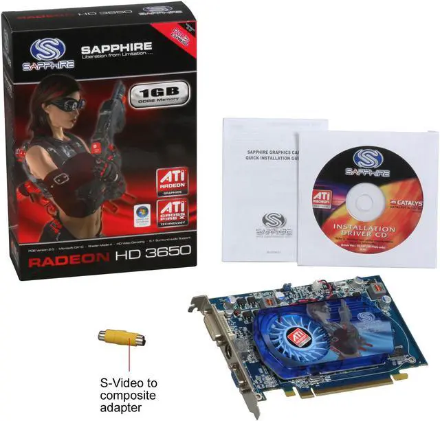 Alt view image 5 of 5 - SAPPHIRE Radeon HD 3650 1GB GDDR2 PCI Express 2.0 x16 Graphics Card 100236-1GVGAL