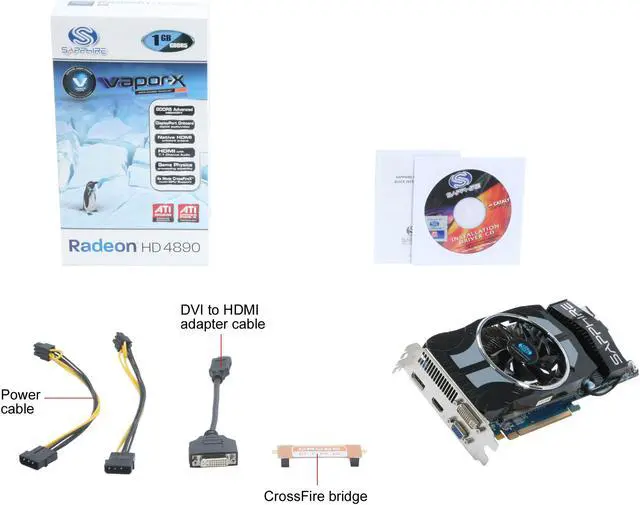 Alt view image 6 of 6 - SAPPHIRE Vapor-X Radeon HD 4890 1GB GDDR5 PCI Express 2.0 x16 CrossFireX Support Graphics Card 100269VXLE