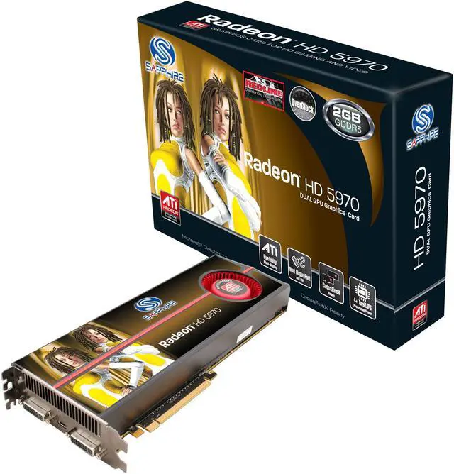 Alt view image 5 of 6 - SAPPHIRE Radeon HD 5970 (Hemlock) 2GB GDDR5 PCI Express 2.1 x16 CrossFireX Support Graphics Card 100280OCSR