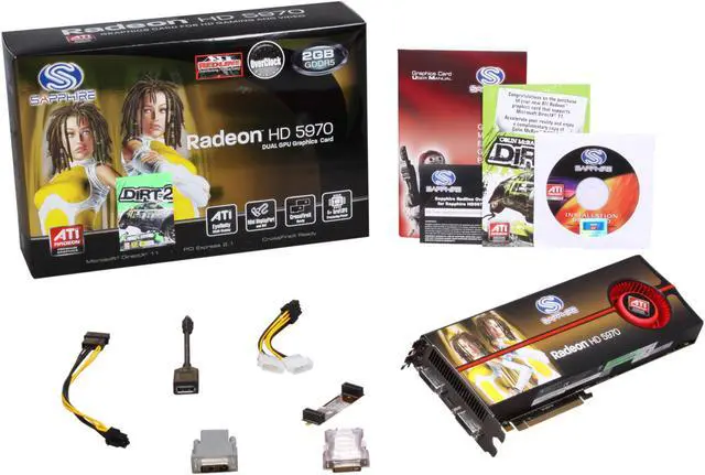 Alt view image 6 of 6 - SAPPHIRE Radeon HD 5970 (Hemlock) 2GB GDDR5 PCI Express 2.1 x16 CrossFireX Support Graphics Card 100280OCSR