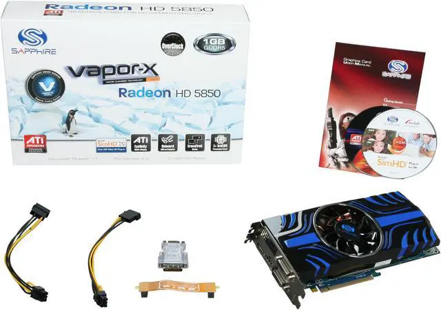 Alt view image 6 of 6 - SAPPHIRE Vapor-X Radeon HD 5850 (Cypress Pro) 1GB GDDR5 PCI Express 2.1 x16 CrossFireX Support Graphics Card 100282VXSR