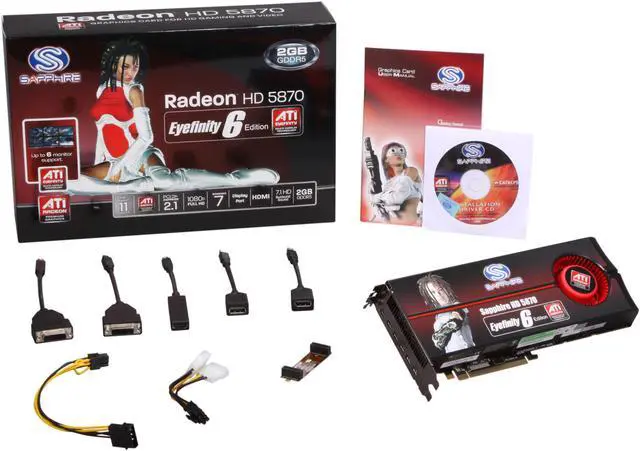 Alt view image 6 of 6 - SAPPHIRE Radeon HD 5870 (Cypress XT) 2GB GDDR5 PCI Express 2.1 x16 CrossFireX Support Graphics Card 100290SR