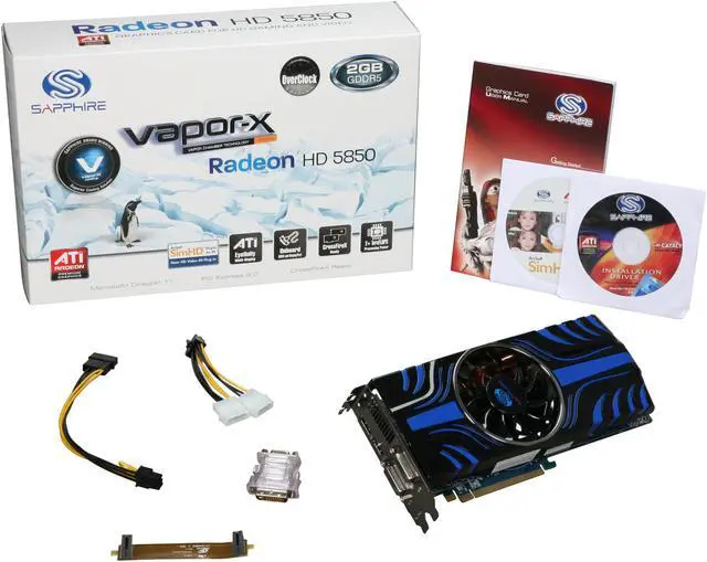 Alt view image 6 of 6 - SAPPHIRE Vapor-X Radeon HD 5850 (Cypress Pro) 2GB GDDR5 PCI Express 2.0 x16 CrossFireX Support Graphics Card 100282-2GVXSR