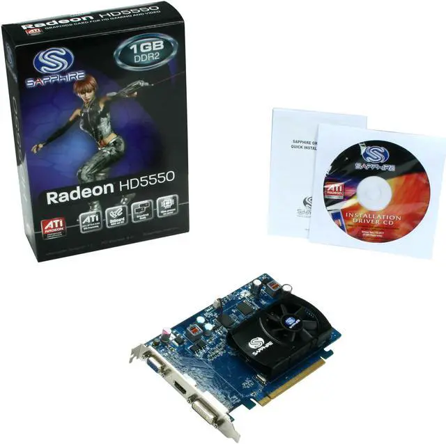 Alt view image 5 of 5 - SAPPHIRE Radeon HD 5550 1GB DDR2 PCI Express 2.0 x16 Graphics Card 100294L