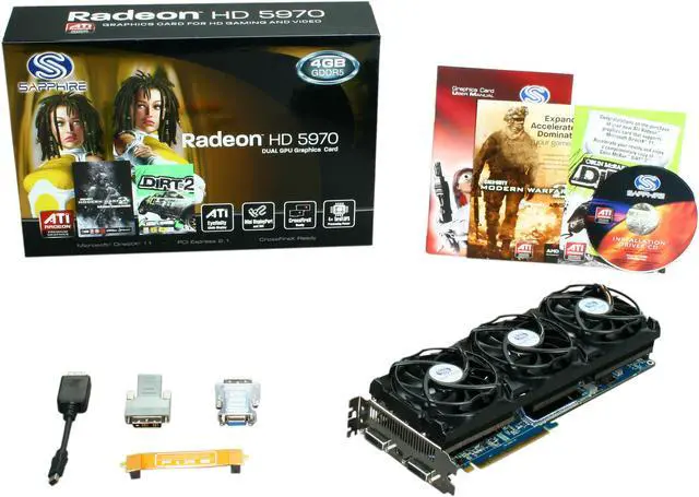 Alt view image 6 of 6 - SAPPHIRE Radeon HD 5970 (Hemlock) 4GB GDDR5 PCI Express 2.1 x16 CrossFireX Support Graphics Card 100280-4GSR